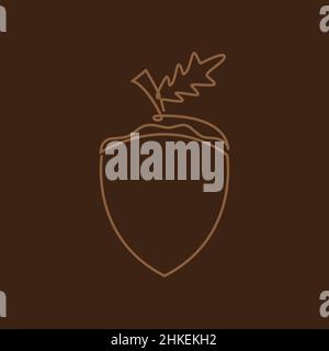 linea continua quercia frutta logo design, vettore grafico simbolo icona illustrazione idea creativa Illustrazione Vettoriale