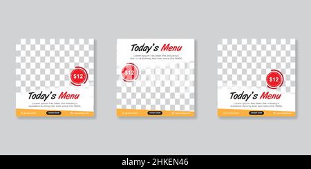 Food social media instagram promozione banner post design Illustrazione Vettoriale