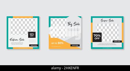 Banner Web quadrato di promozione moderna per applicazioni mobili di social media Illustrazione Vettoriale