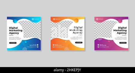 Modello di post sui social media per il marketing aziendale digitale Illustrazione Vettoriale