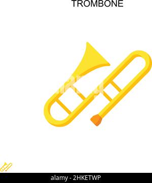 Icona vettore semplice Trombone. Modello di disegno del simbolo di illustrazione per l'elemento dell'interfaccia utente mobile Web. Illustrazione Vettoriale