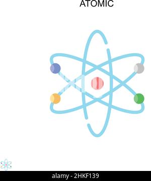 Icona del vettore atomico semplice. Modello di disegno del simbolo di illustrazione per l'elemento dell'interfaccia utente mobile Web. Illustrazione Vettoriale