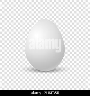 Uovo di pollo. Uovo Ralic con ombra morbida. Singolo uovo animale realistico. Modello per le vacanze di Pasqua isolato su sfondo bianco. Illustrazione Vettoriale