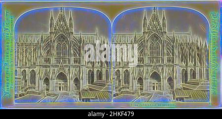 Ispirato dal portale laterale della Cattedrale di Colonia, Germania, la Cathédrale de Cologne, viste del Reno e delle sue vicinanze, Der Rhein und seine Umgebungen, William Inghilterra, Colonia, 1867 - 1868, carta, Stampa albume, altezza 84 mm x larghezza 172 mm, reinventata da Artotop. L'arte classica reinventata con un tocco moderno. Design di calda e allegra luminosità e di raggi di luce. La fotografia si ispira al surrealismo e al futurismo, abbracciando l'energia dinamica della tecnologia moderna, del movimento, della velocità e rivoluzionando la cultura Foto Stock