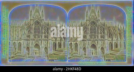 Ispirato dal portale laterale della Cattedrale di Colonia, Germania, la Cathédrale de Cologne, viste del Reno e delle sue vicinanze, Der Rhein und seine Umgebungen, William Inghilterra, Colonia, 1867 - 1868, carta, Stampa albume, altezza 83 mm x larghezza 172 mm, reinventata da Artotop. L'arte classica reinventata con un tocco moderno. Design di calda e allegra luminosità e di raggi di luce. La fotografia si ispira al surrealismo e al futurismo, abbracciando l'energia dinamica della tecnologia moderna, del movimento, della velocità e rivoluzionando la cultura Foto Stock