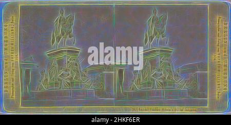 Ispirato dalla statua equestre di Federico Guglielmo III nel Lustgarten di Berlino, Denkmal Friedrich Wilhelm's III im Lustgarten, Berlin und Umgebung, Sophus Williams, Christian Daniel Rauch, Berlino, 1876, carta, stampa albume, altezza 86 mm x larghezza 176 mm, reinventata da Artotop. L'arte classica reinventata con un tocco moderno. Design di calda e allegra luminosità e di raggi di luce. La fotografia si ispira al surrealismo e al futurismo, abbracciando l'energia dinamica della tecnologia moderna, del movimento, della velocità e rivoluzionando la cultura Foto Stock