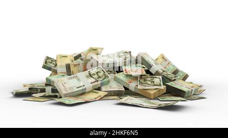 3D Stack isolato di 2000 note di peso colombiano Foto Stock