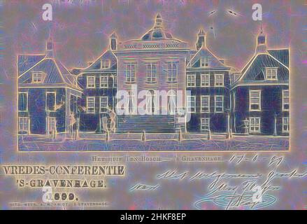 Ispirato da Het huis Ten Bosch - 's Gravenhage, creatore:, editore: A.M. Amiot, l'Aia, 17-giu-1899, Collotype, scrittura (processi), altezza 93 mm x larghezza 137 mm, Reimagined by Artotop. L'arte classica reinventata con un tocco moderno. Design di calda e allegra luminosità e di raggi di luce. La fotografia si ispira al surrealismo e al futurismo, abbracciando l'energia dinamica della tecnologia moderna, del movimento, della velocità e rivoluzionando la cultura Foto Stock