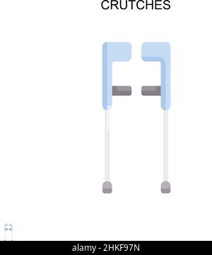 Crutches semplice icona vettoriale. Modello di disegno del simbolo di illustrazione per l'elemento dell'interfaccia utente mobile Web. Illustrazione Vettoriale