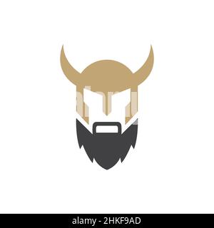 vintage simple face nordic viking logo design, vettore grafico simbolo icona illustrazione idea creativa Illustrazione Vettoriale