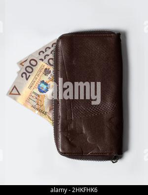 3d rendering di note di zloty lucidate all'interno di una borsa Foto Stock