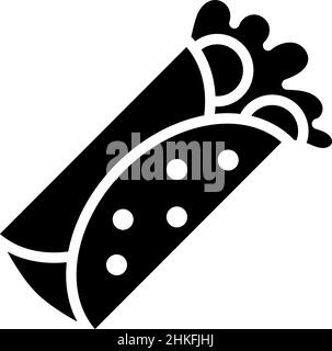 Burrito Glyph icona vettore alimentare Illustrazione Vettoriale