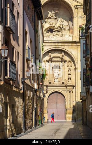 Spagna, la Rioja, Logrono, tappa sul Camino Francés, itinerario spagnolo del pellegrinaggio a Santiago de Compostela, patrimonio mondiale dell'UNESCO, la chiesa di Santiago el Real Foto Stock