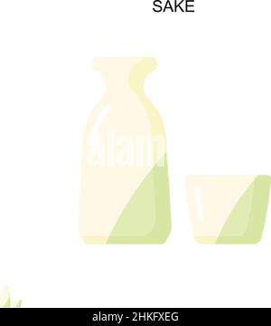 Icona vettore Sake semplice. Modello di disegno del simbolo di illustrazione per l'elemento dell'interfaccia utente mobile Web. Illustrazione Vettoriale