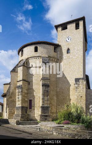 Francia, Landes, Roquefort, tappa sulla via Lemovicensis o Vezelay, uno dei modi principali per Santiago de Compostela, 12th ° secolo chiesa di Sainte-Marie Foto Stock