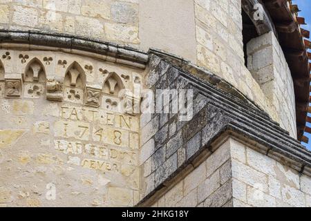 Francia, Landes, Roquefort, tappa sulla via Lemovicensis o Vezelay, uno dei modi principali per Santiago de Compostela, 12th ° secolo chiesa di Sainte-Marie Foto Stock