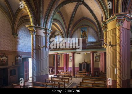Francia, Landes, Roquefort, tappa sulla via Lemovicensis o Vezelay, uno dei modi principali per Santiago de Compostela, 12th ° secolo chiesa di Sainte-Marie Foto Stock