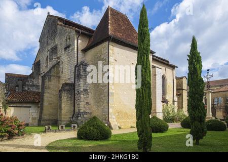 Francia, Landes, Roquefort, tappa sulla via Lemovicensis o Vezelay, uno dei modi principali per Santiago de Compostela, 12th ° secolo chiesa di Sainte-Marie Foto Stock