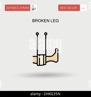 Icona vettore semplice gamba rotta. Illustrazione Vettoriale
