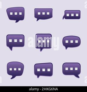 Icone fumetti vocali impostate. Notifica vocale chat. Illustrazione vettoriale isolata per chat in stile piatto. Illustrazione Vettoriale