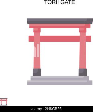 Icona vettore semplice porta Torii. Modello di disegno del simbolo di illustrazione per l'elemento dell'interfaccia utente mobile Web. Illustrazione Vettoriale