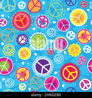 Wild Child Peace Sign Seamless Vector Pattern Illustrazione Vettoriale