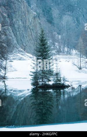 Lac Sinclair in una giornata invernale a Chamonix-Mont-Blanc Foto Stock