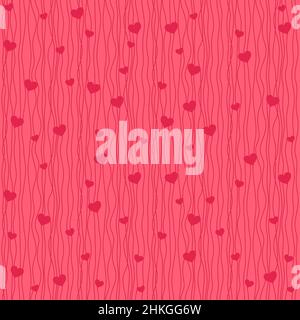 Motivo senza giunture - lo sfondo di San Valentino cuori rossi su uno sfondo rosa. Illustrazione Vettoriale