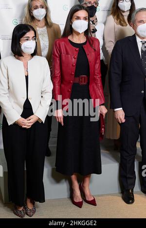 La Regina Letizia di Spagna partecipa al Forum contro il cancro del 11th in occasione della Giornata Mondiale contro il cancro al COMO Space di Madrid. (Foto di Atilano Garcia / SOPA Images/Sipa USA) Foto Stock