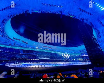 Pechino, Cina. 04th Feb 2022. Illustrazione, ambiente durante i Giochi Olimpici invernali Pechino 2022, cerimonia di apertura il 4 febbraio 2022 allo Stadio Nazionale di Pechino, Cina - Foto: Heike/DPPI/LiveMedia Credit: Independent Photo Agency/Alamy Live News Foto Stock