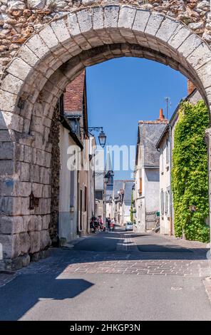 Porta in Città Vecchia Mura, Montbazon Foto Stock