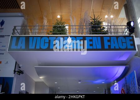 Illustrazione durante l'inaugurazione del Club France per i Giochi Olimpici di Pechino al Club France alla maison du sport francais dove si possono assistere ai Giochi olimpici di Pechino (Pekin) 2022 a Parigi il 4 febbraio 2022. Foto di Raffaello Lafargue/ABACAPRESS.COM Foto Stock