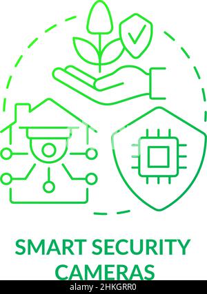 Icona di concetto di gradiente verde delle telecamere di sicurezza intelligenti Illustrazione Vettoriale