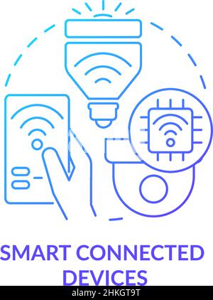 Icona del concetto di gradiente blu dei dispositivi Smart Connected Illustrazione Vettoriale