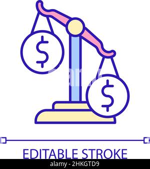 Icona di colore RGB squilibrio economico Illustrazione Vettoriale