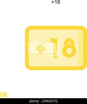 +18 icona vettore semplice. Modello di disegno del simbolo di illustrazione per l'elemento dell'interfaccia utente mobile Web. Illustrazione Vettoriale