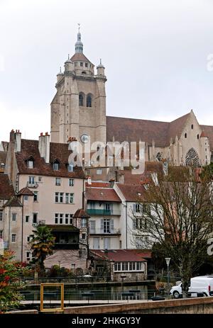 Collegiale Notre-Dame de Dole, cannal des Tanneurs, Giura, Bourgogne-Franche-Comte, Francia, Europa Foto Stock