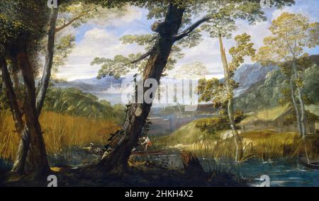 Paesaggio fluviale di Annibale Carracci (1560-1609), olio su tela, c.. 1590 Foto Stock