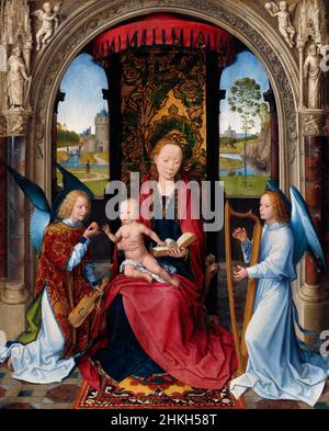 Madonna col Bambino con Angeli di Hans Memling (c.1430-1494), olio su pannello, dopo il 1479 Foto Stock