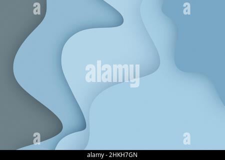 Banner con sfondo astratto con onde di ritaglio in carta blu Foto Stock