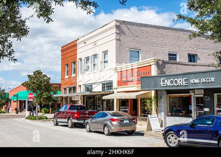 Clermont Florida, Montrose Street, centro storico edifici business quartiere Street Foto Stock