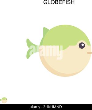 Icona vettore semplice Globefish. Modello di disegno del simbolo di illustrazione per l'elemento dell'interfaccia utente mobile Web. Illustrazione Vettoriale