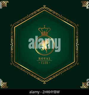 royal club scritta sfondo verde Illustrazione Vettoriale