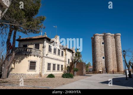 Torre di omaggio del castello di villarejo de Salvanés Foto Stock