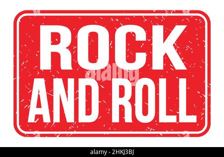 ROCK AND ROLL, parole scritte sul segno rosso del timbro rettangolare Foto Stock