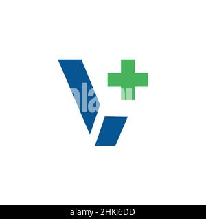 Sigla V e logo Plus per aziende sanitarie Illustrazione Vettoriale