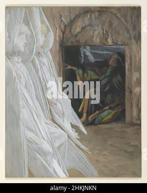 Arte ispirata da Maria Maddalena Domande gli Angeli nella Tomba, Madeleine dans le tombeau interrogare les anges, la vita di nostro Signore Gesù Cristo, la vie de Notre-Seigneur Jésus-Christ, James Tissot, francese, 1836-1902, acquerello opaco su grafite su carta grigia di coltre, Francia, 1886-, Opere classiche modernizzate da Artotop con un tocco di modernità. Forme, colore e valore, impatto visivo accattivante sulle emozioni artistiche attraverso la libertà delle opere d'arte in modo contemporaneo. Un messaggio senza tempo che persegue una nuova direzione selvaggiamente creativa. Artisti che si rivolgono al supporto digitale e creano l'NFT Artotop Foto Stock