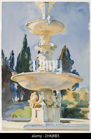 Arte ispirata da in una villa medicea, John Singer Sargent, americano, nato Italia, 1856-1925, Acquerello traslucido e tocchi di acquerello opaco con disegno in grafite, 1906, 21 3/16 x 14 3/8in., 53,8 x 36,5cm, cipresso, fontana, giardino, italia, ndd01, luce del sole, alberi, villa, Opere classiche modernizzate da Artotop con un tocco di modernità. Forme, colore e valore, impatto visivo accattivante sulle emozioni artistiche attraverso la libertà delle opere d'arte in modo contemporaneo. Un messaggio senza tempo che persegue una nuova direzione selvaggiamente creativa. Artisti che si rivolgono al supporto digitale e creano l'NFT Artotop Foto Stock