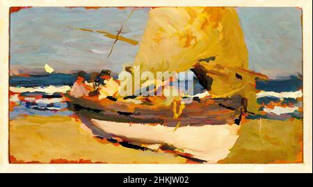 Arte ispirata dalla spiaggia di Valencia, Playa de Valencia, Joaquín Sorolla y Bastida, spagnolo, 1863-1923, olio su pannelli di legno, Spagna, ca. 1908, 5 1/4 x 10 1/2 pollici, 13,3 x 26,7 cm, 20thC, apunte, Bastida, barca, europeo, Joaquin, tempo libero, stile di vita, nautico, ndd12, Ocean, Painting, plage, opere classiche modernizzate da Artotop con un tuffo di modernità. Forme, colore e valore, impatto visivo accattivante sulle emozioni artistiche attraverso la libertà delle opere d'arte in modo contemporaneo. Un messaggio senza tempo che persegue una nuova direzione selvaggiamente creativa. Artisti che si rivolgono al supporto digitale e creano l'NFT Artotop Foto Stock