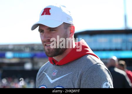 4 febbraio 2022: Pittsburgh Steelers linebacker T.J. Watt (90) durante la pratica AFC Pro Bowl al Las Vegas Ballpark di Las Vegas, Nevada. Darren Lee/CSM Foto Stock